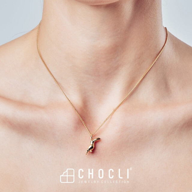 Chocli 18 Ayar Altın Kaplama Tukan Kolye