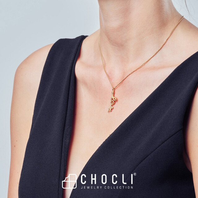 Chocli 18 Ayar Altın Kaplama Love Snake Kolye