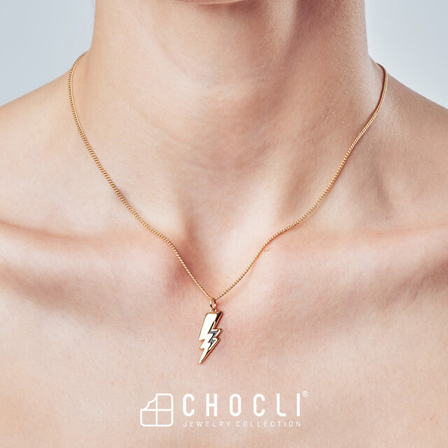 Chocli 18 Ayar Altın Kaplama Şimşek Kolye