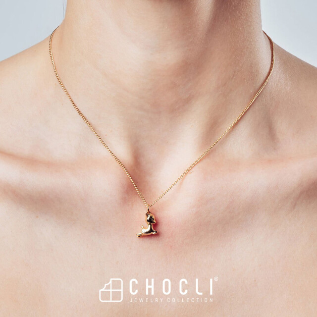 Chocli 18 Ayar Altın Kaplama Geyik Kolye