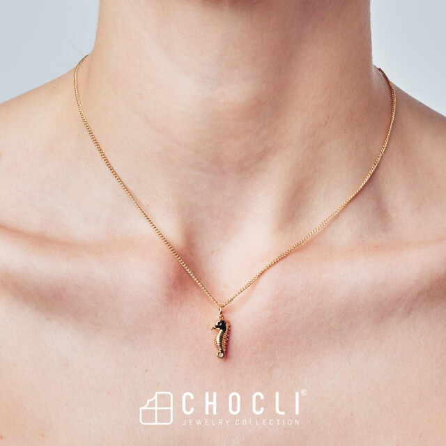 Chocli 18 Ayar Altın Kaplama  Denizatı Kolye
