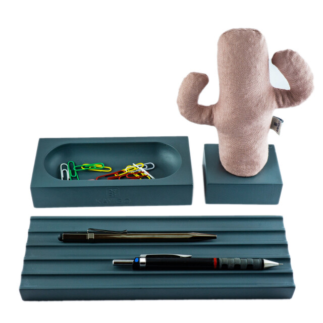 Kayıgo Kayigo Gri Woody Üçlü Ofis Seti- Pembe Kaktüs