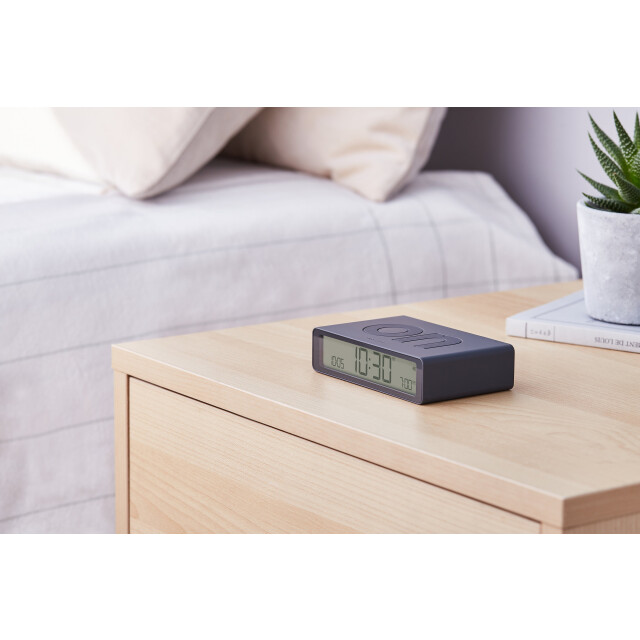 Lexon Flip Klasik Şarj Edilebilir Alarm Saat Koyu Gri