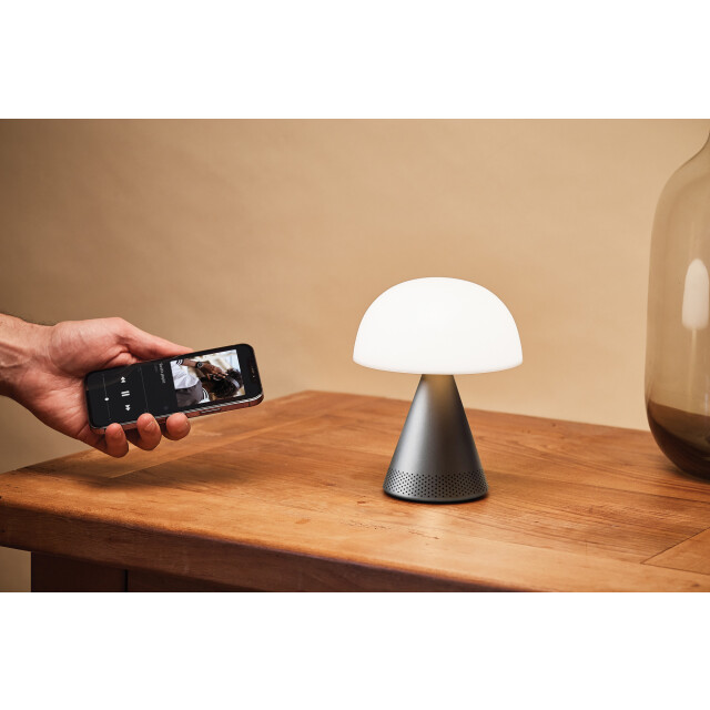 Lexon Mina L Led Lamba ve  Bluetooth Hoparlör Metalik Gri