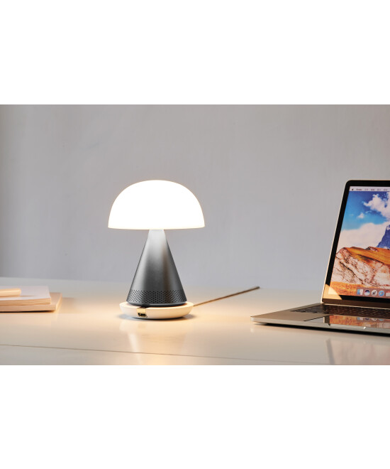 Lexon Mina L Led Lamba ve Bluetooth Hoparlör Metalik Gri