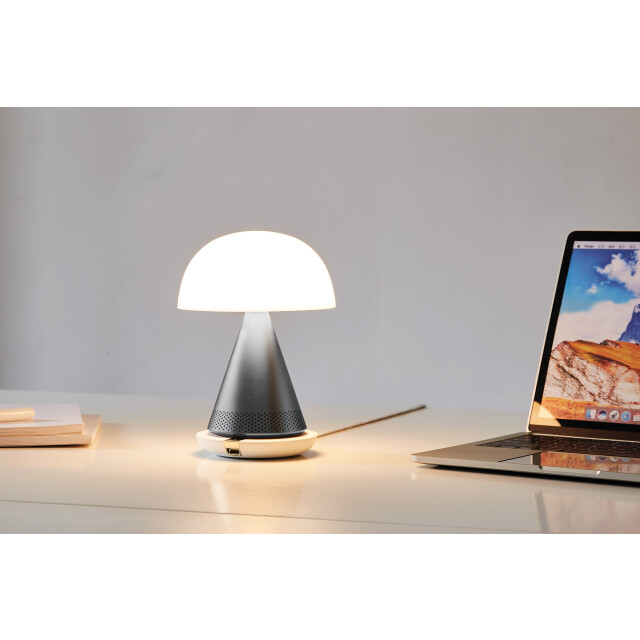 Lexon Mina L Led Lamba ve  Bluetooth Hoparlör Metalik Gri