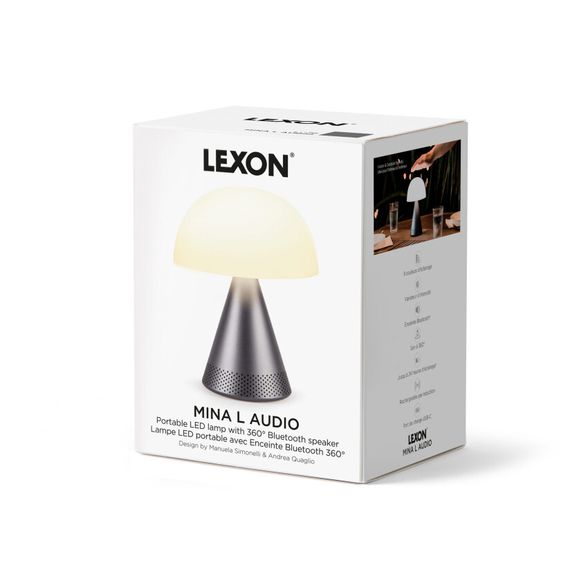 Lexon Mina L Led Lamba ve Bluetooth Hoparlör Metalik Gri