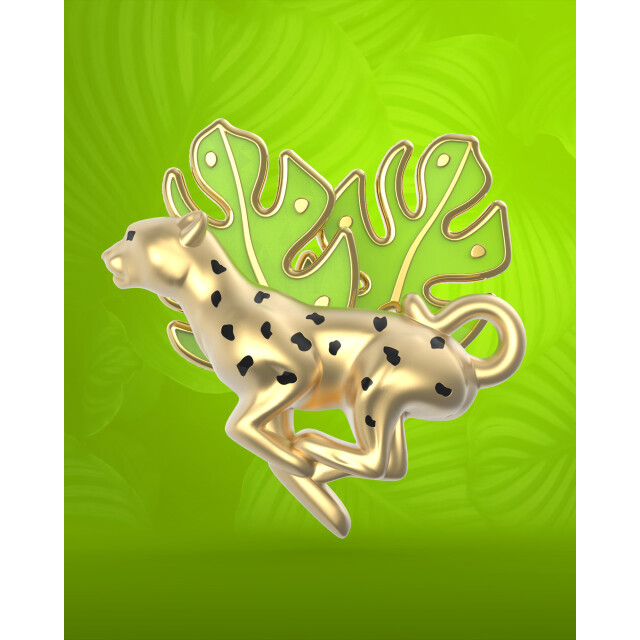 Metalmorphose Leopar & Tropikal Yaprak Broş Seti