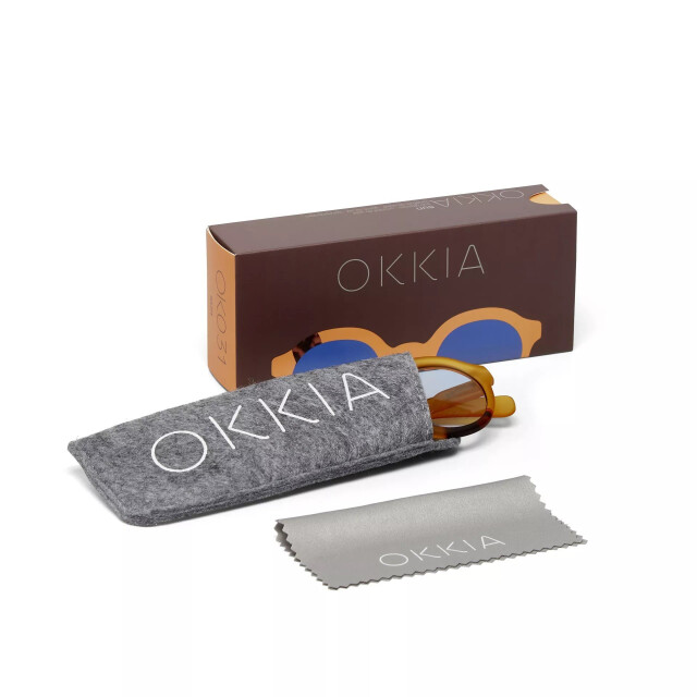 Okkia Lauro Unisex Yuvarlak Sarı Havana G&uuml;neş G&ouml;zl&uuml;ğ&uuml; Siyah Degrade Mavi Gradyan