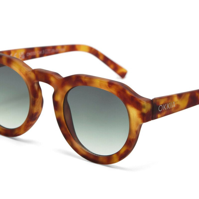 Okkia Zeno Round Unisex G&uuml;neş G&ouml;zl&uuml;ğ&uuml;Sahara Havana / Lens: Yeşil