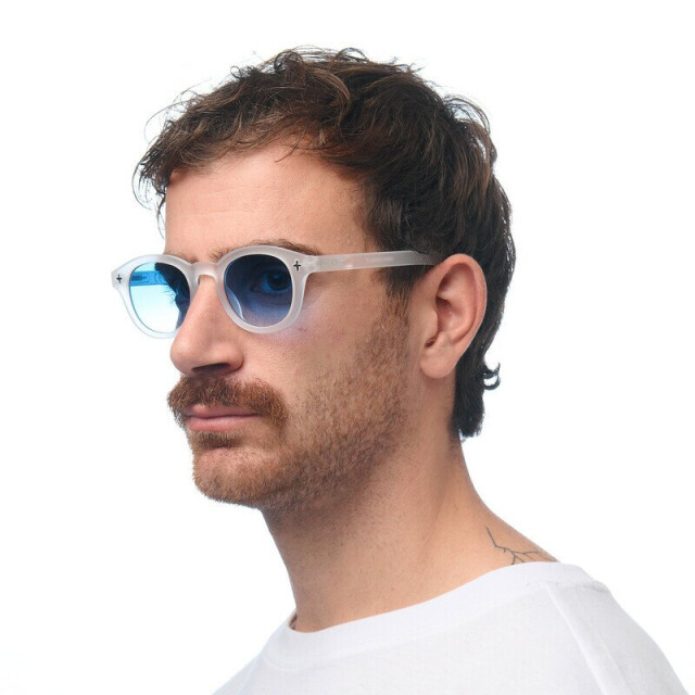 Okkia Milano Unisex G&uuml;neş G&ouml;zl&uuml;ğ&uuml; Transparan Beyaz / Lens: Mavi Gradyan