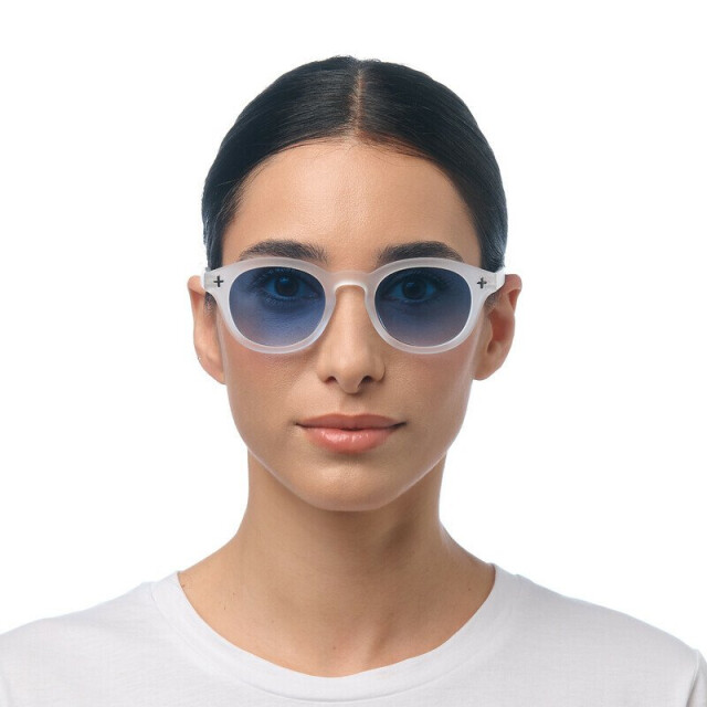 Okkia Milano Unisex G&uuml;neş G&ouml;zl&uuml;ğ&uuml; Transparan Beyaz / Lens: Mavi Gradyan