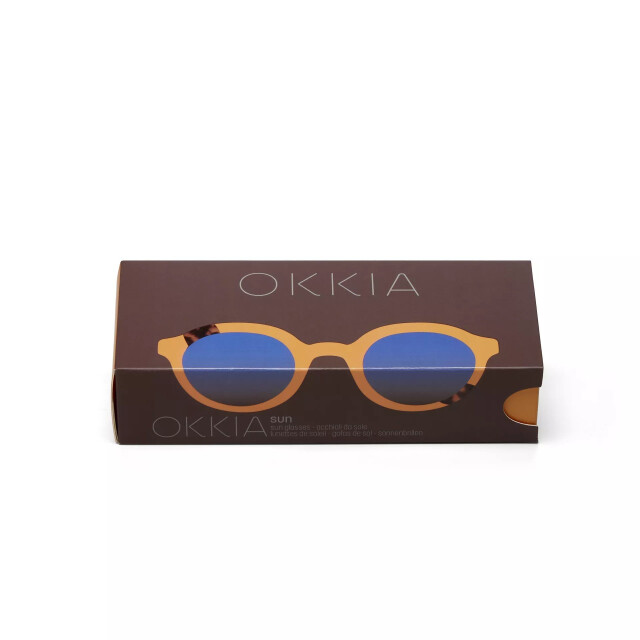 Okkia Lauro Unisex Yuvarlak Sarı Havana G&uuml;neş G&ouml;zl&uuml;ğ&uuml; Siyah Degrade Mavi Gradyan