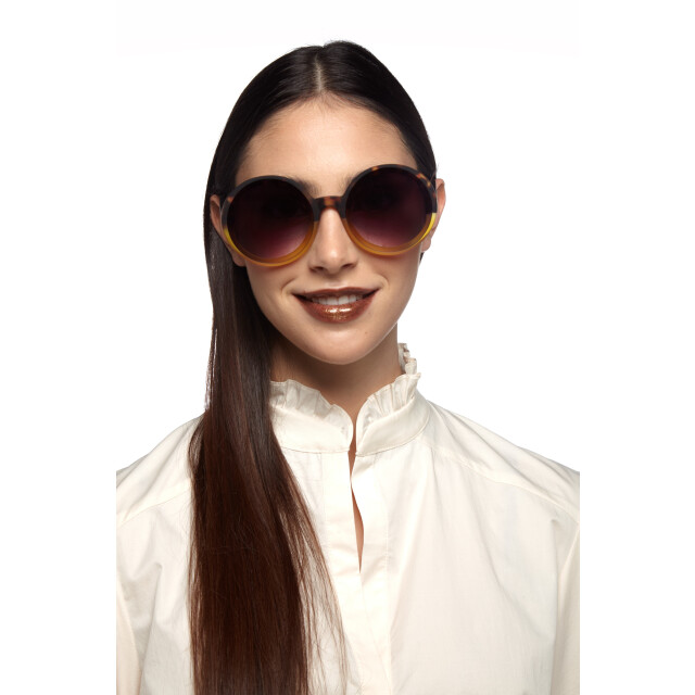 Okkia Monica Unisex  B&uuml;y&uuml;k Yuvarlak G&uuml;neş G&ouml;zl&uuml;ğ&uuml; Havana Sarısı