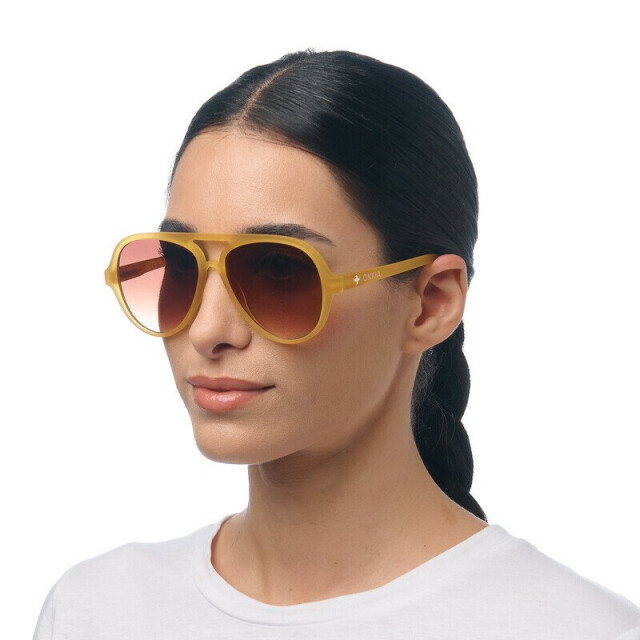 Okkia Alessio Unisex G&uuml;neş G&ouml;zl&uuml;ğ&uuml;Transparan Sarı / Lens: Kahverengi Degrade