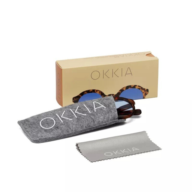 Okkia Lauro Unisex Yuvarlak Klasik Havana G&uuml;neş G&ouml;zl&uuml;ğ&uuml; Mavi Gradyan