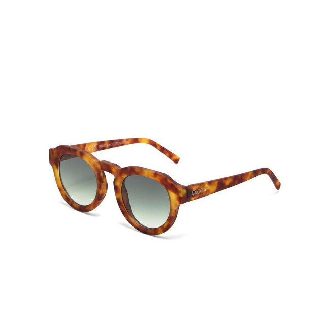 Okkia Zeno Round Unisex G&uuml;neş G&ouml;zl&uuml;ğ&uuml;Sahara Havana / Lens: Yeşil