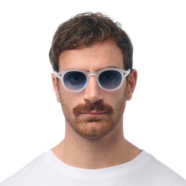 Okkia Milano Unisex G&uuml;neş G&ouml;zl&uuml;ğ&uuml; Transparan Beyaz / Lens: Mavi Gradyan