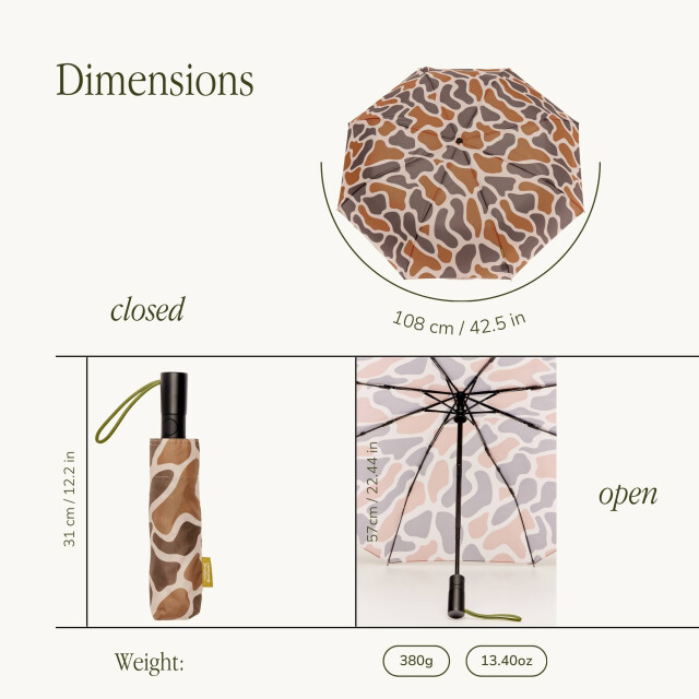 Original Duckhead The Daily - Beige Ripples Automatic Umbrella