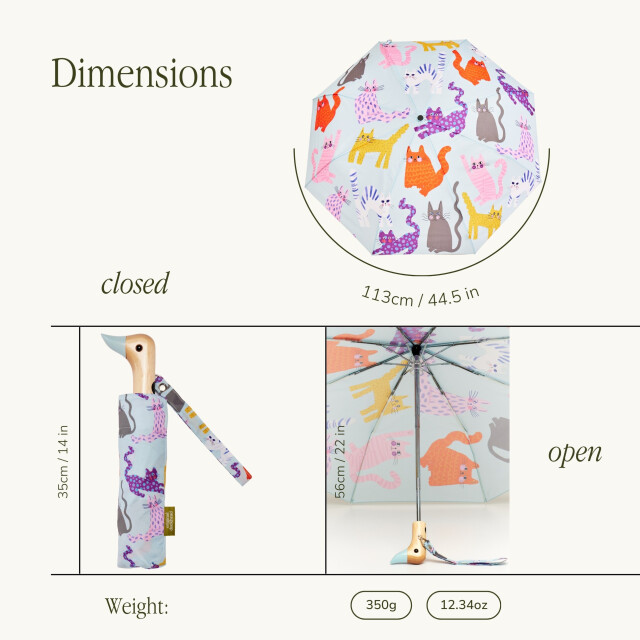 Original Duckhead Duck Kompakt Şemsiye Arty Cats Ice